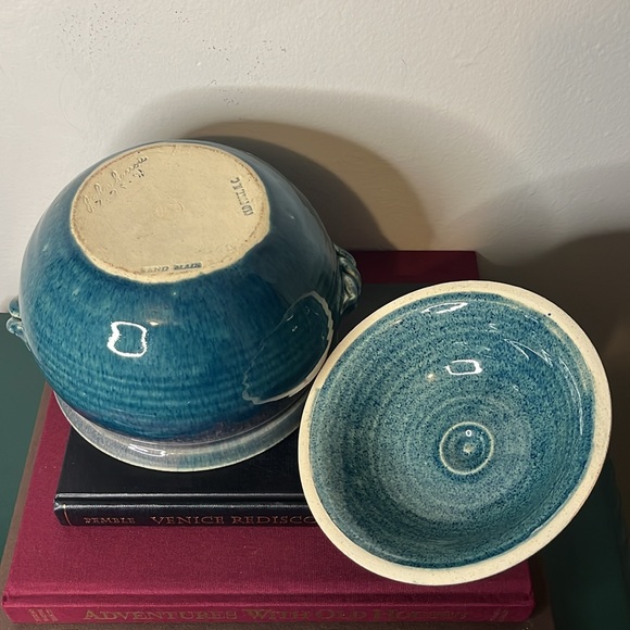 John Garrou Pottery 1991 Blue & Purple Glazed Stock Pot with Lid - Picture 7 of 11